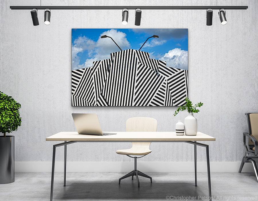 Wynwood Building print by Christopher Petsos hanging above a reception desk